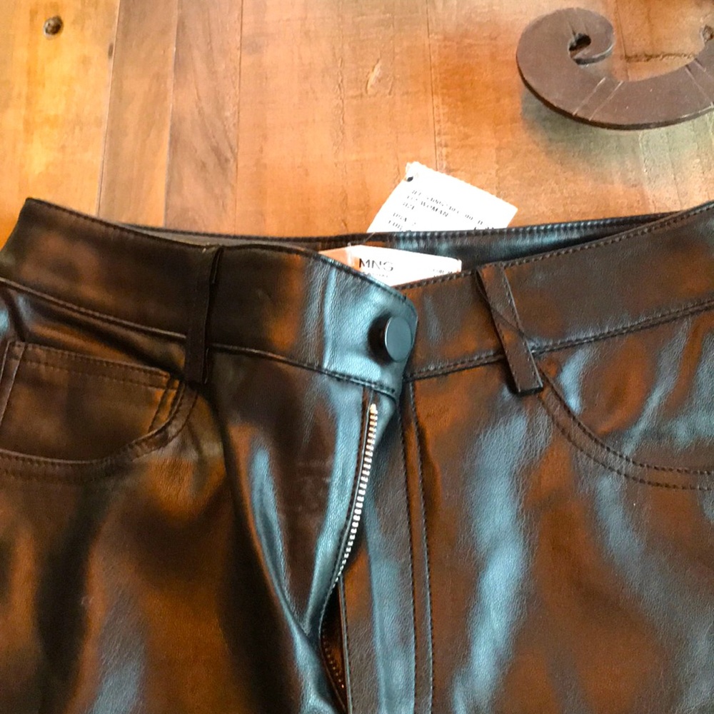Faux leather straight leg pants